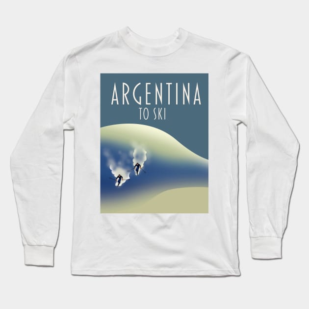 Argentina ski poster Long Sleeve T-Shirt by nickemporium1